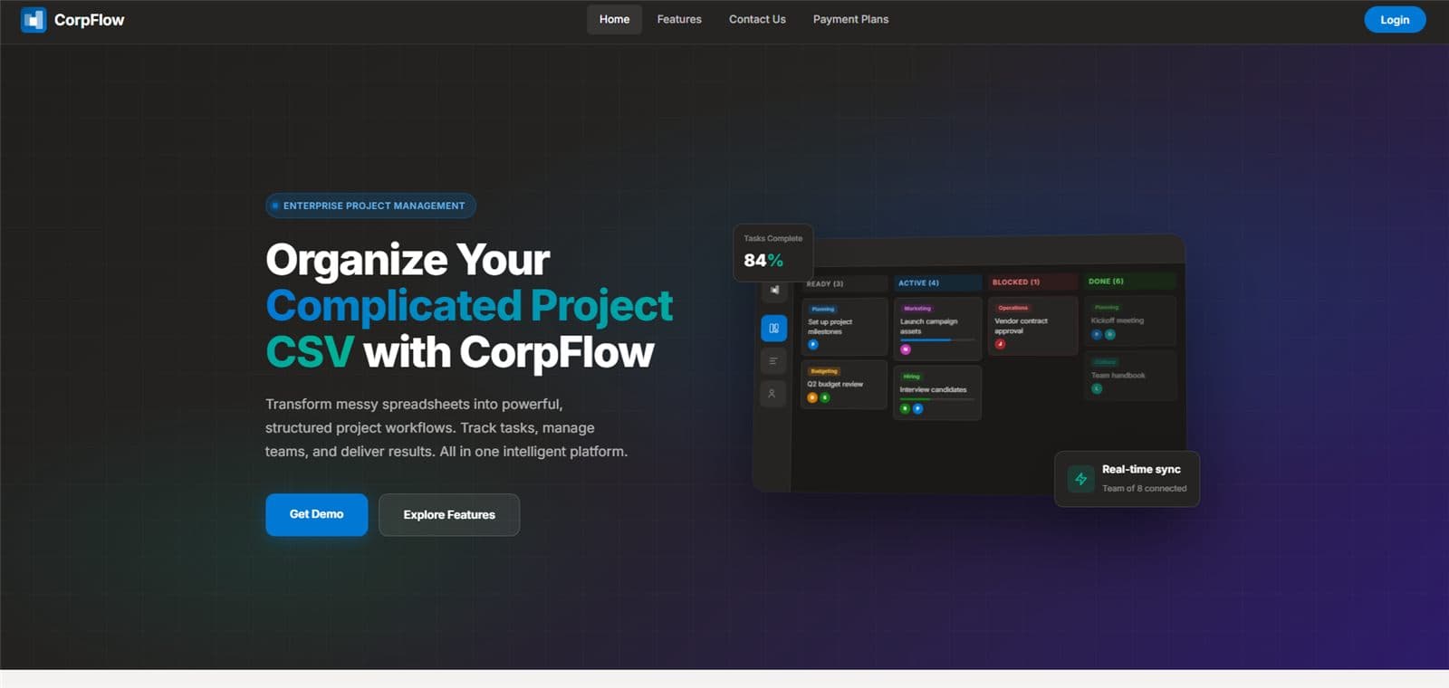 CorpFlow website screenshot