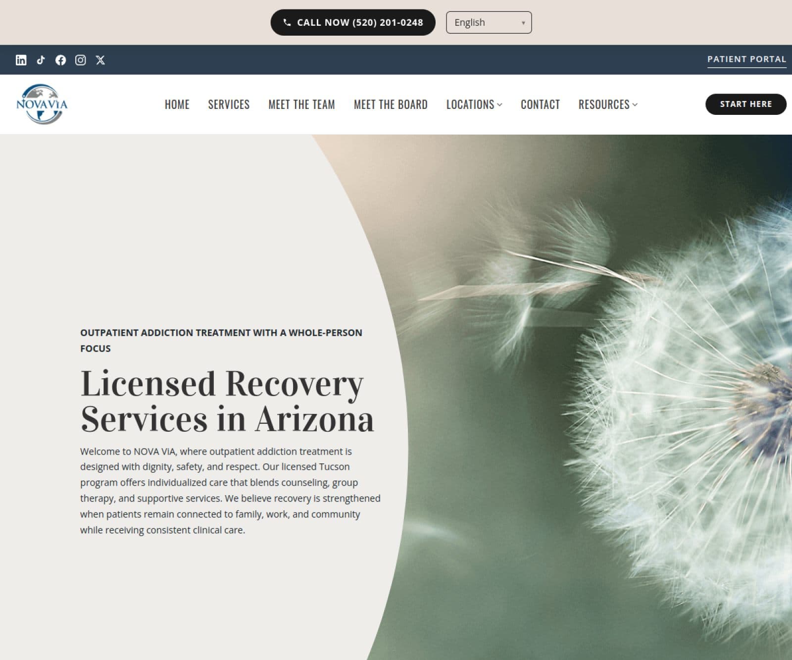 NOVA ViA website screenshot